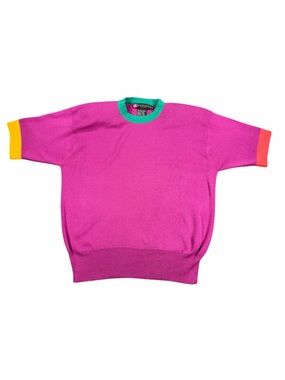 Vintage 80s IB DIFFUSION color block knit sweater with removable shoulder pads